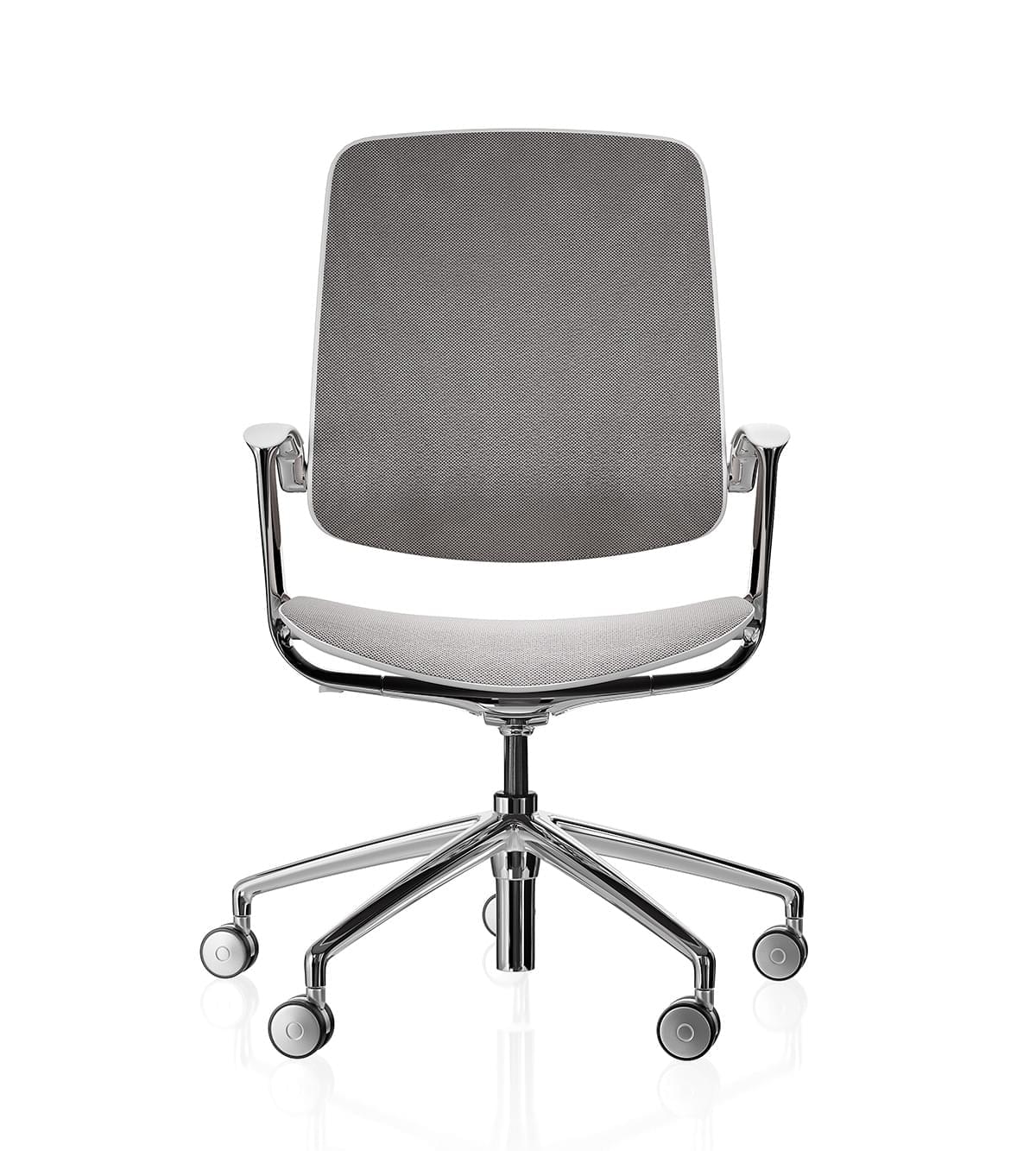 Trinetic Mesh Chair - White frame polished 5 star base with castors front