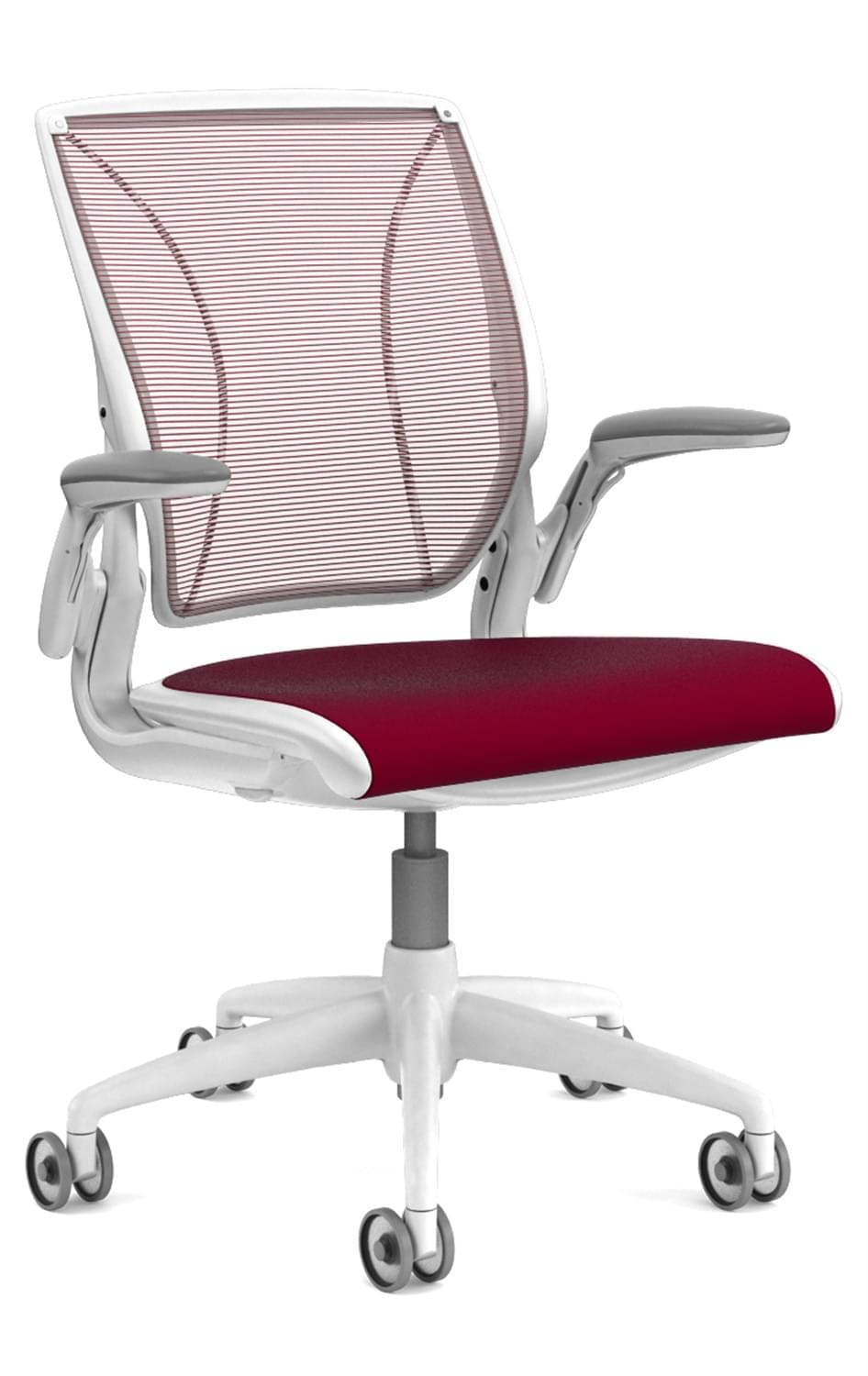 Humanscale World Chair White Frame Crimson Mesh