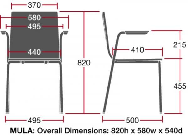 correct dimensions for mula chair