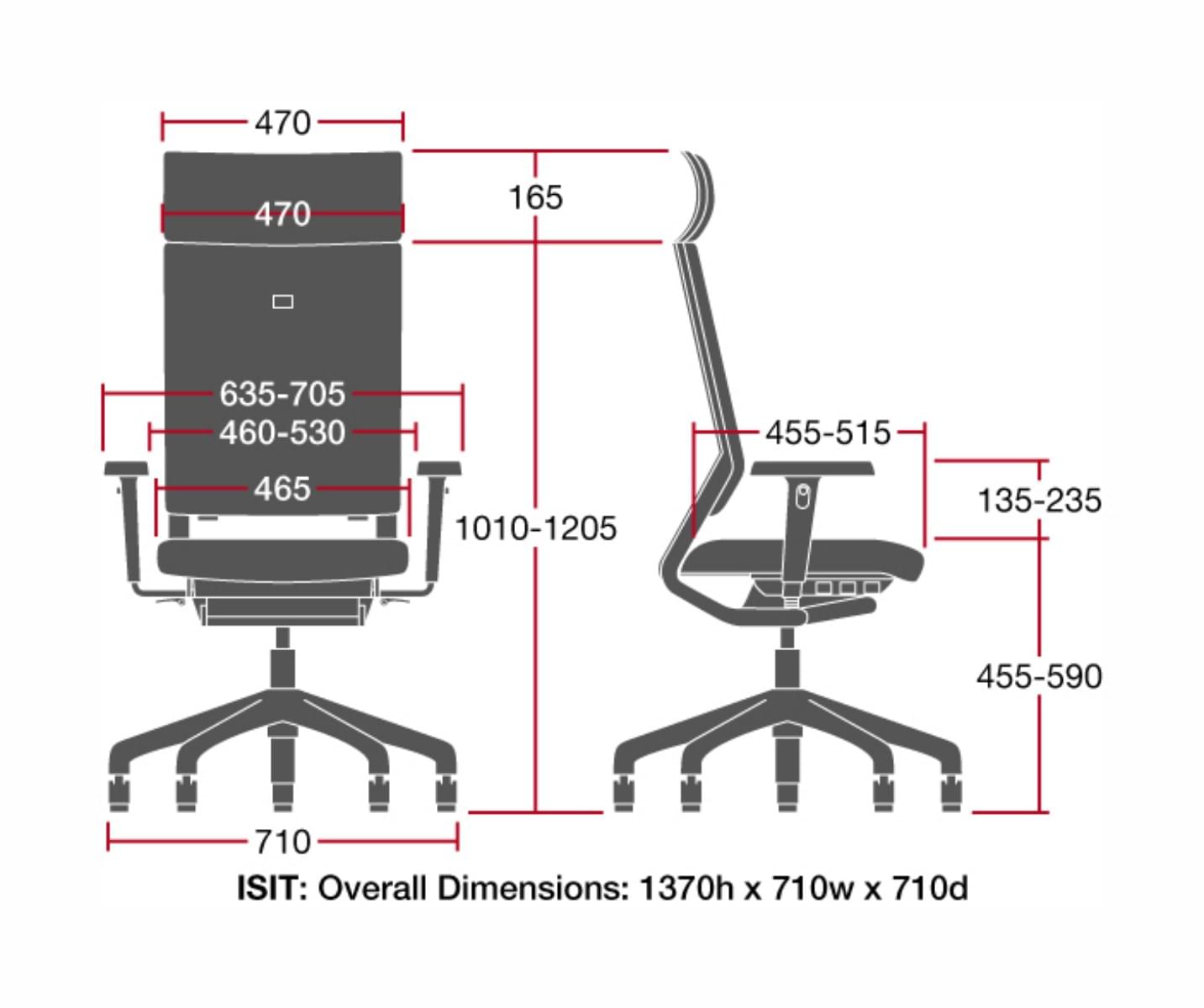 correct dimensions for isit office chairs