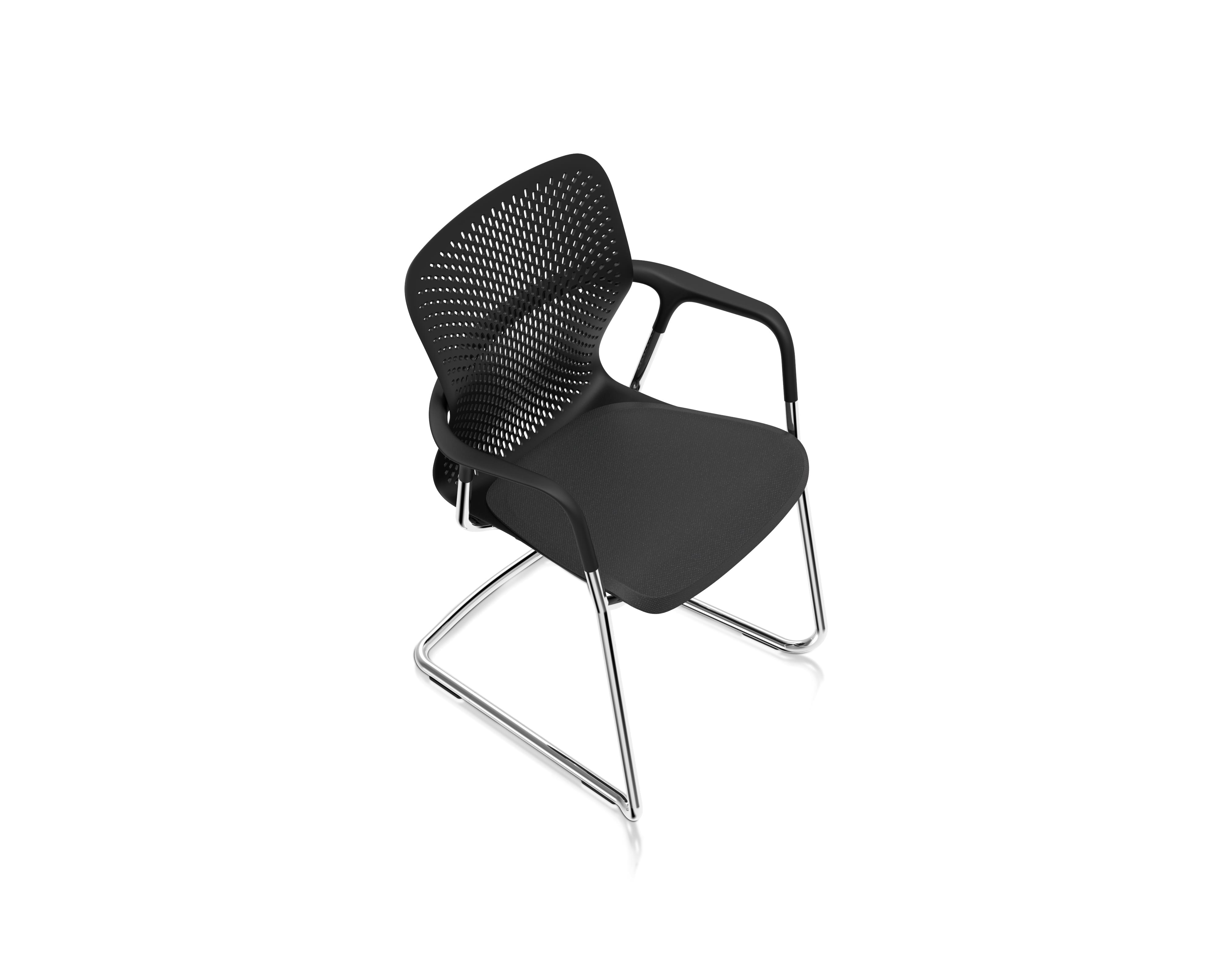 Herman Miller Keyn Cantilever Chair Black Shell, Chrome Leg Frame