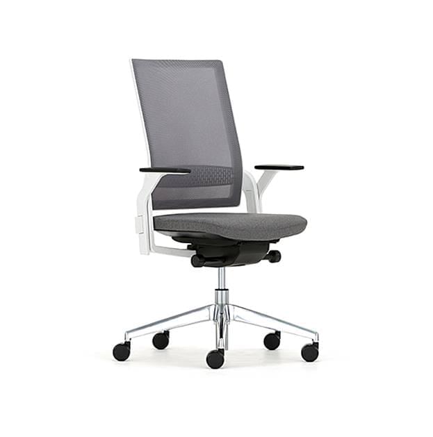 Senator Ecoflex Chair Grey Mesh Light Grey Frame Polished Base