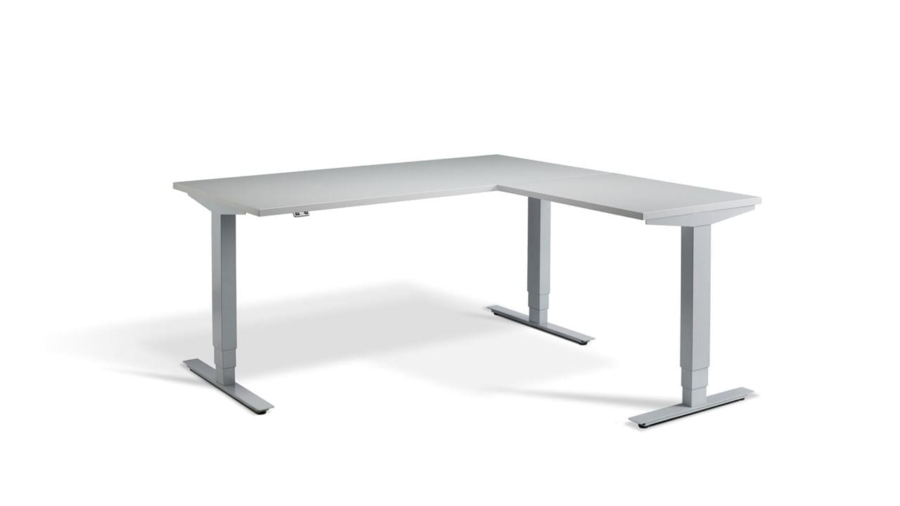 Advantage Corner Desk, Silver Frame with Grey Top