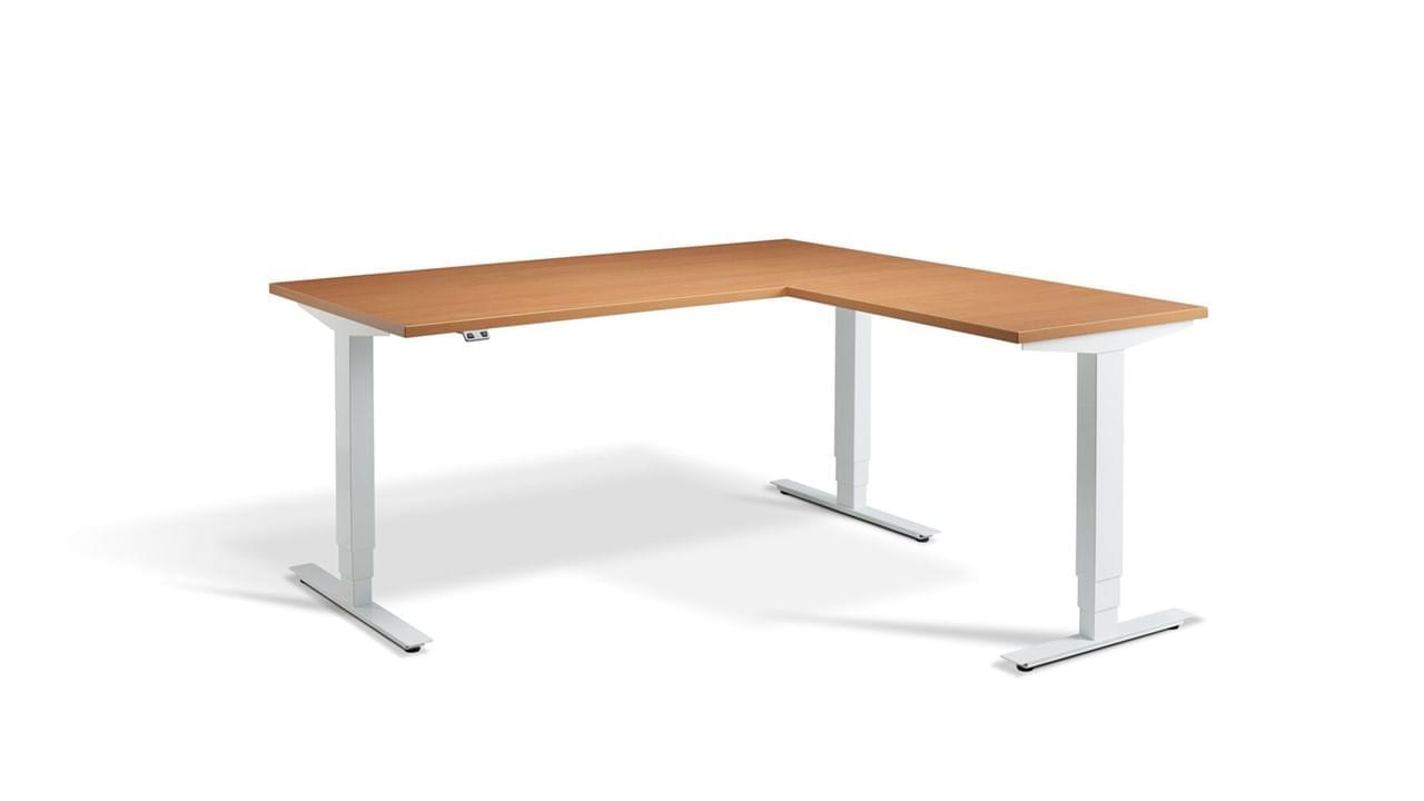 Advantage Corner Desk, White Frame with Beech top