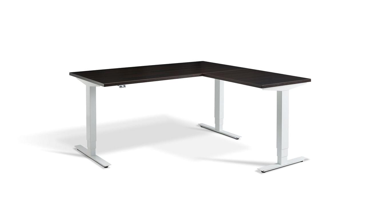 Advantage Corner Desk, White Frame with Wenge top