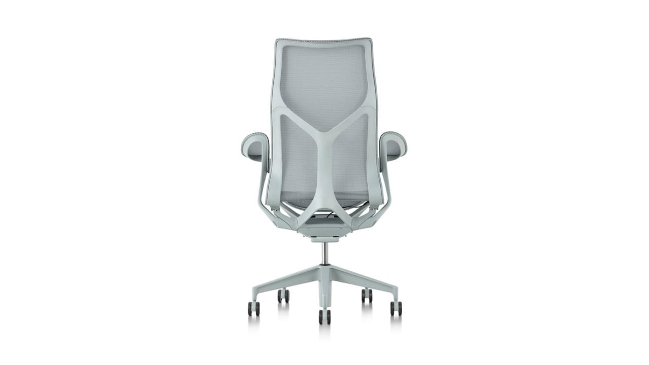 Cosm High Back Chair with Leaf arms in Glacier - Back 2