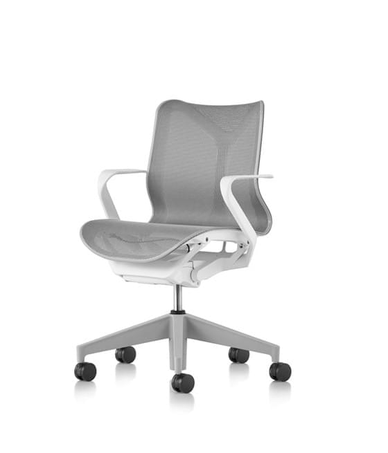 Cosm Low Back, Studio White with Fixed Arms - Main Image