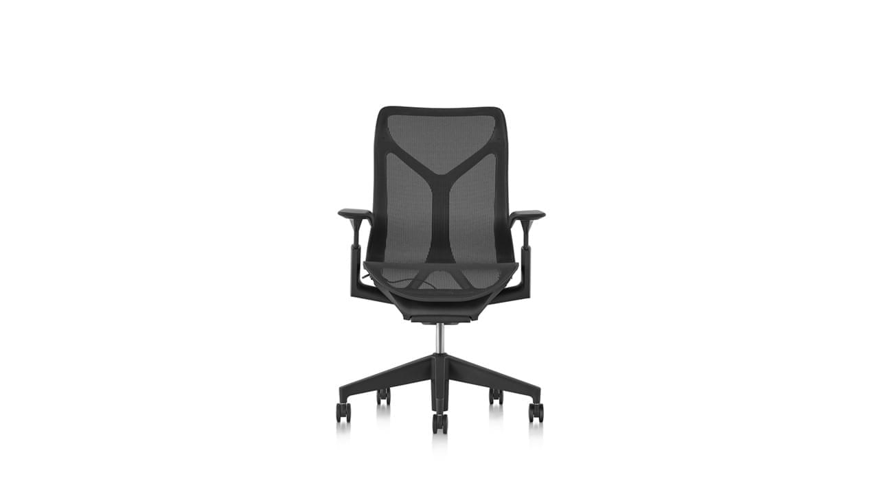 Cosm Mid Back Graphite Chair with Height Adjustable Arms