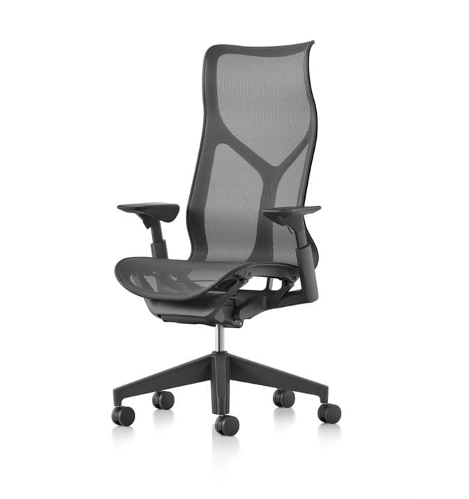 Graphite High Back Cosm Chair with Fixed Arms