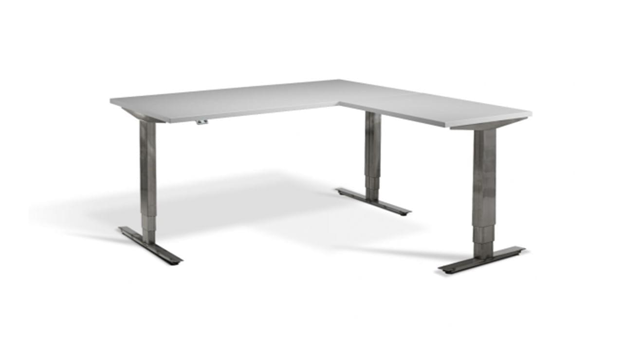 Forge Sit Stand Corner Desk in a Grey Finish
