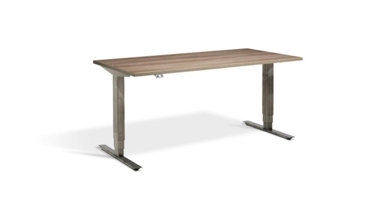 Forge Sit Stand Desk With Grey Nebraska Oak Finish