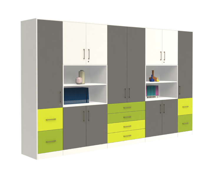 Medium Office Storage Wall - 4 Metre
