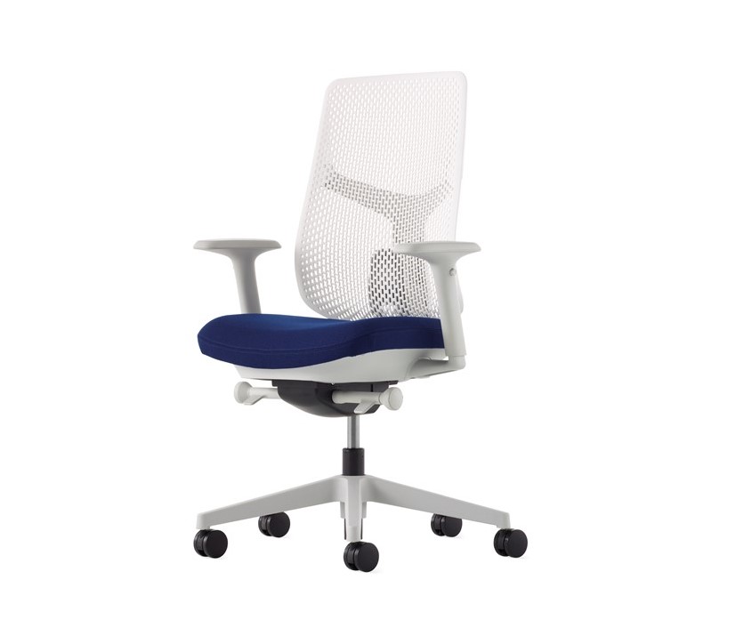 Verus Chair, Mineral Base& Frame, Studio White Triflex Back