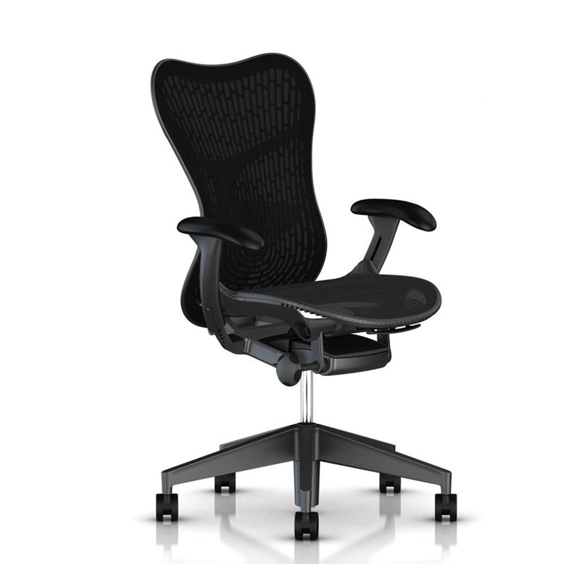 Herman Miller Executive Aeron Chair, Size B, Polished Aluminum Frame,  Black, All Features, Fully Adjustable Arms, Adjustable Posturefit Support –  Office Chair @ Work